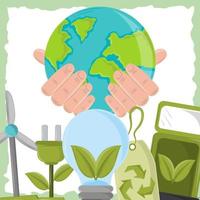 hand with ecological world vector