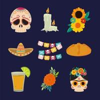 paquete de iconos del día de los muertos vector