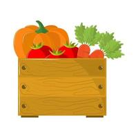 vegetables in wooden basket vector