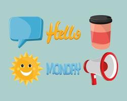 hello monday icons vector