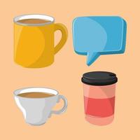 coffee cups and talk bubbles vector