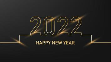 Happy New Year 2022. Golden Color Card With Light Descoration Background vector