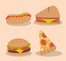 fast food icon set vector