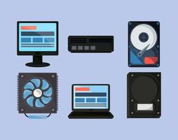 computer hardware icons vector