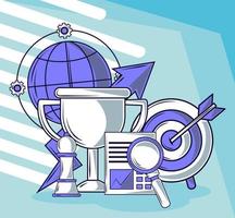 strategy and goals set vector