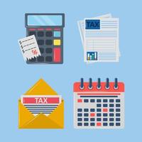tax calculation icons set vector