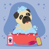 perro tomando un baño de burbujas