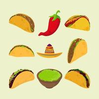 mexican food tacos vector