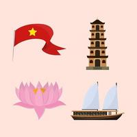 conjunto de iconos de la cultura vietnamita vector