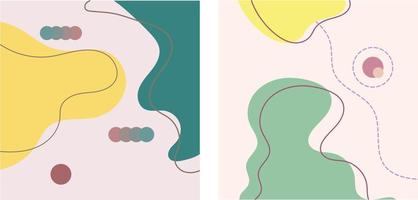 Pair of abstract art backgrounds drawn in subtle baby colors. Elegant, simple and minimalist style. Light sensible. Wallpaper, pattern, for magazine or business card. vector