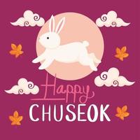 Happy chuseok with rabbit vector