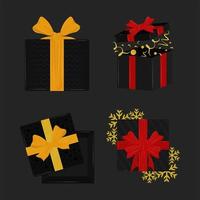 conjunto de regalos negros vector