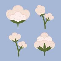 icons of cotton flowers vector