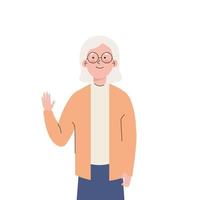 old woman waving hand vector