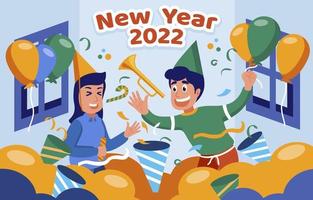 Celebrating New Year 2022 Concept vector