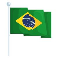 bandera de brasil con asta de bandera vector