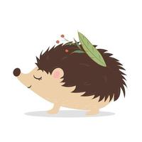 Cute hedgehog, vector childish illustration in flat style. For poster, greeting card and childrens design.