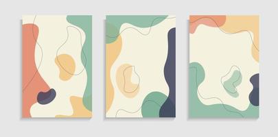 Set Of Colorful Background With Minimal Abstract Flat Liquid Shapes. Good For Banner, Cover, Poster Or Wallpaper vector