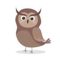 Cute owl, vector childish illustration in flat style. For poster, greeting card and baby design.