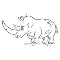 Animal character funny rhinoceros in line style. Children's illustration.