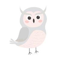 Cute cartoon illustration of arctic polar owl, in flat style. vector