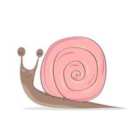 Cute snail, vector childish illustration in flat style. For poster, greeting card and baby design.