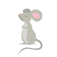 Cute mouse, vector childish illustration in flat style. For poster, greeting card and baby design.