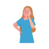 stressed blond woman vector