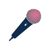 Microphone logo with hot head on white background. Isolated mike. Vector illustration