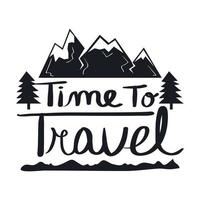 travel lettering with mountains vector