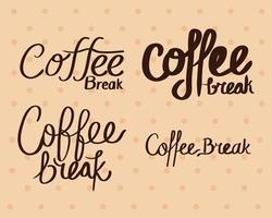 iconos con letras de pausa para el café vector