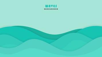 Blue Cyan Waves Shape Papercut Background Design. Good For Banner, Poster Or Motion vector