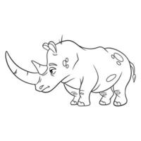 Animal character funny rhinoceros in line style. Children's illustration. vector