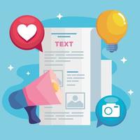 storytelling document with icon set vector