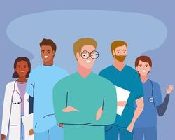 medical staff five characters vector