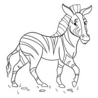 Animal character funny zebra in line style. Children's illustration. vector