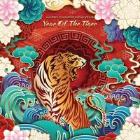feliz año nuevo chino con el año del concepto de tigre