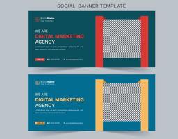 Social Media Marketing Web banner, Digital Marketing Cover Banner Template Design vector