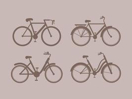 four cute bike silhouettes vector