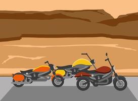 chopper motorbikes in desert vector