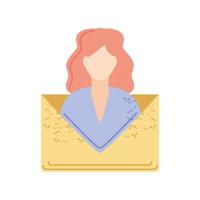 woman inside envelope vector