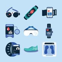wearable health monitor icons vector