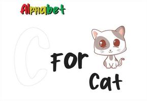 alphabet letter c with cat vector