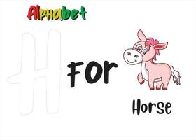 alphabet letter H with horse vector