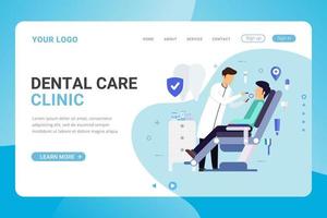 Landing page template dental care clinic vector