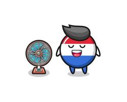 cute netherlands flag is standing in front of the fan vector