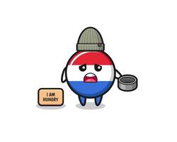 cute netherlands flag beggar cartoon character vector