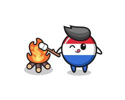 netherlands flag character is burning marshmallow vector