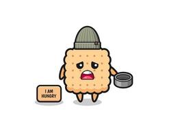 cute cracker beggar cartoon character vector