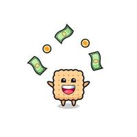 illustration of the cracker catching money falling from the sky vector